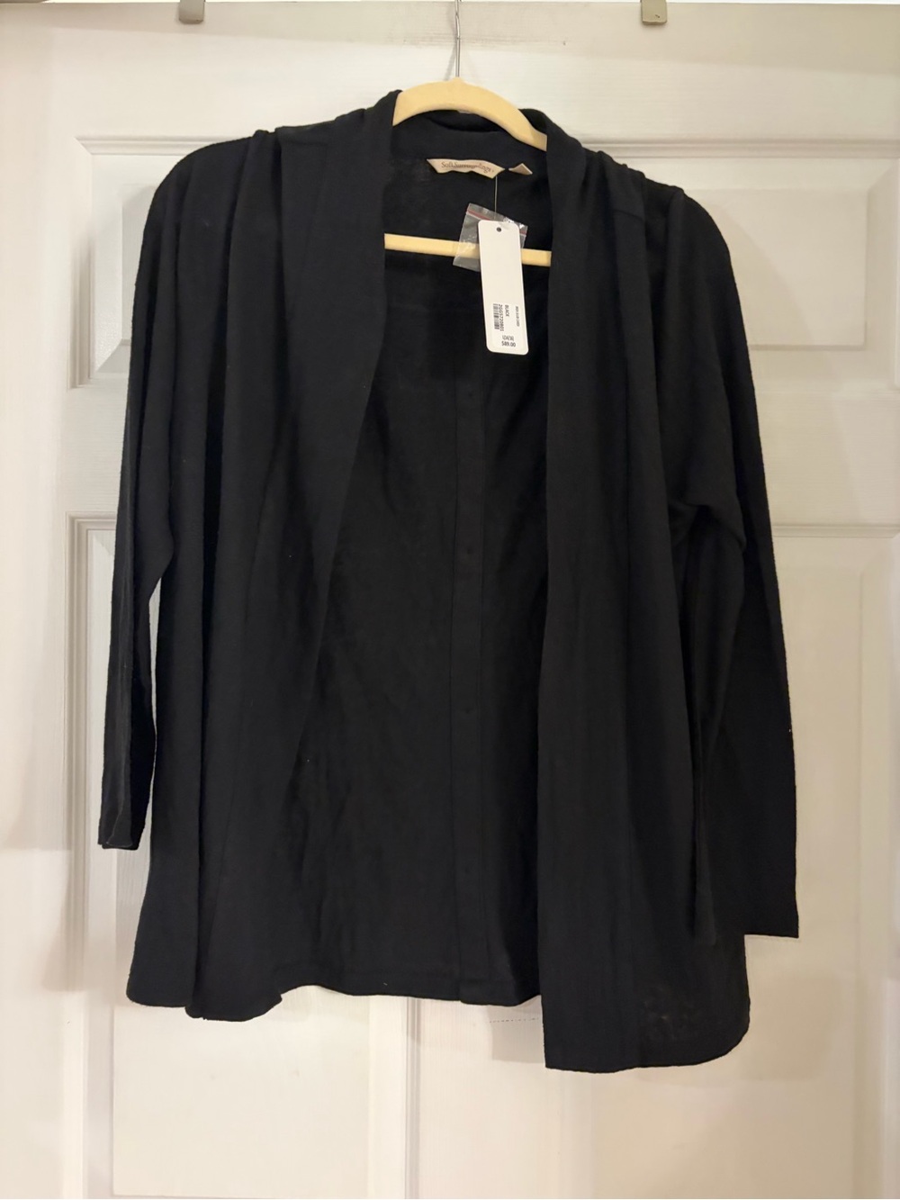 Soft Surroundings Ibiza Slub Cardi black linen blend women’s large NWT cardigan